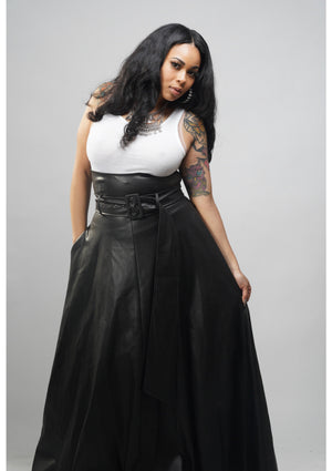 High Waisted Leather Skirt