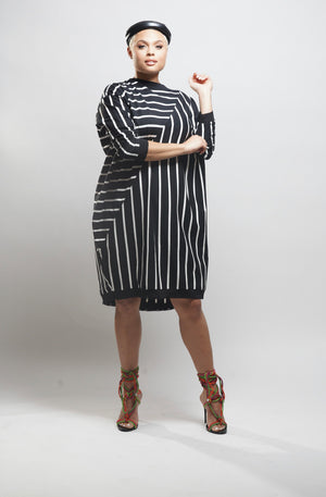Striped Blk/Wht Oversized Dress